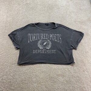Originality Tortured‎ Poets Department Crop Top Womens Medium Grey Graphic Tee